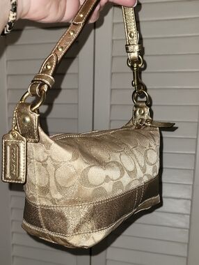 Coach Metallic Gold Signature Shoulder Bag